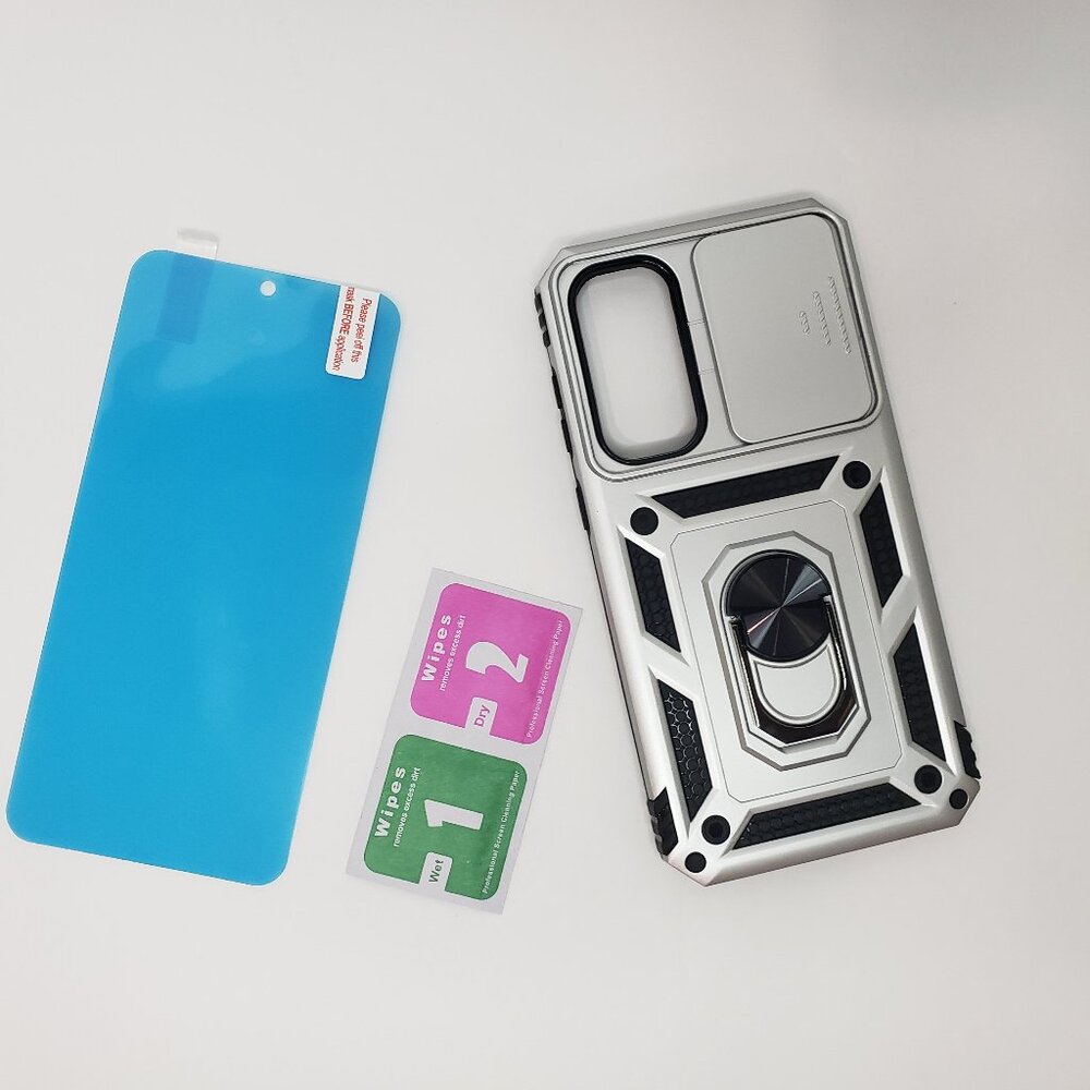 Samsung Galaxy S23 FE phone case silver with screen protector